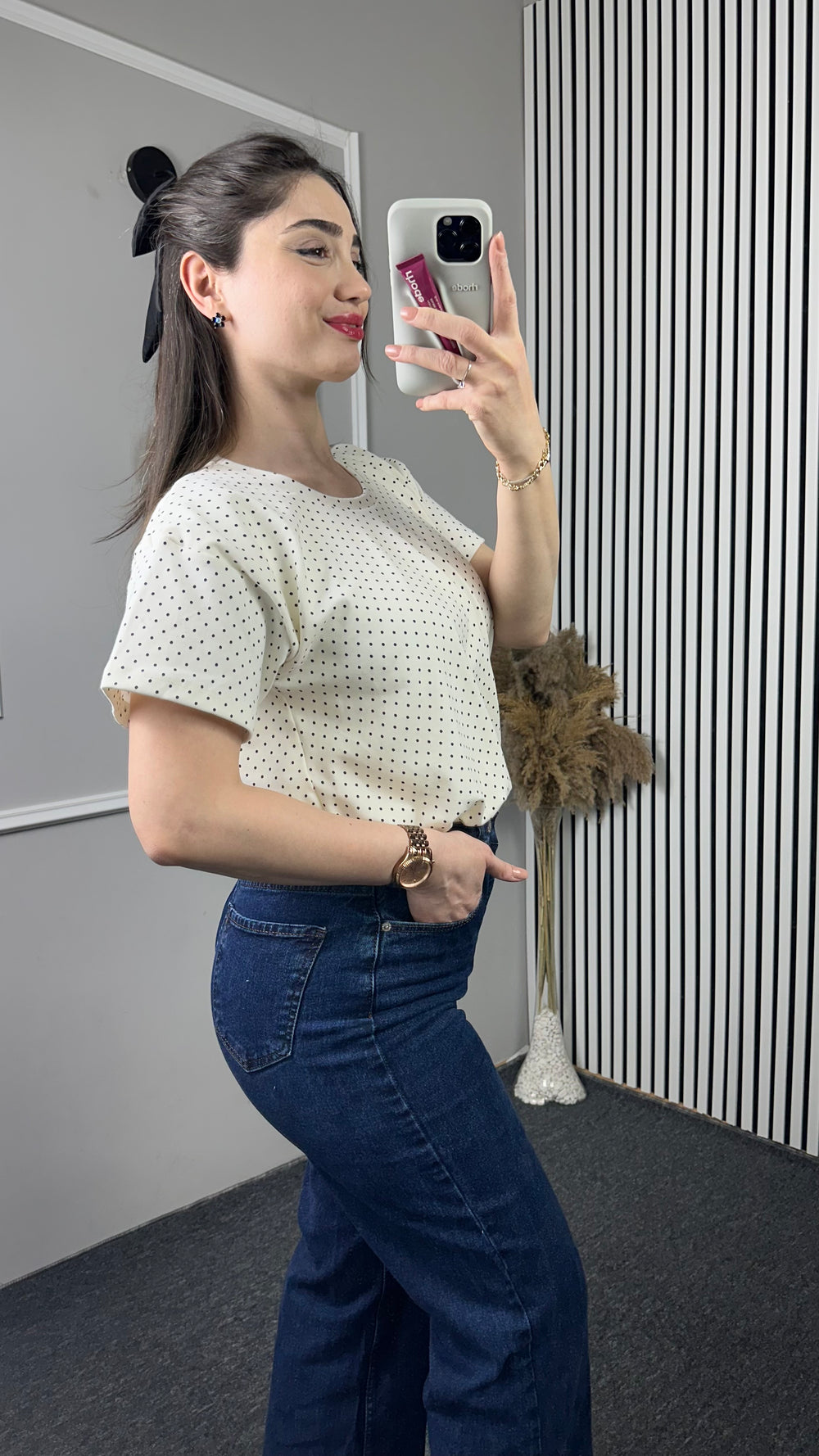 Minimal Puantiyeli Bluz