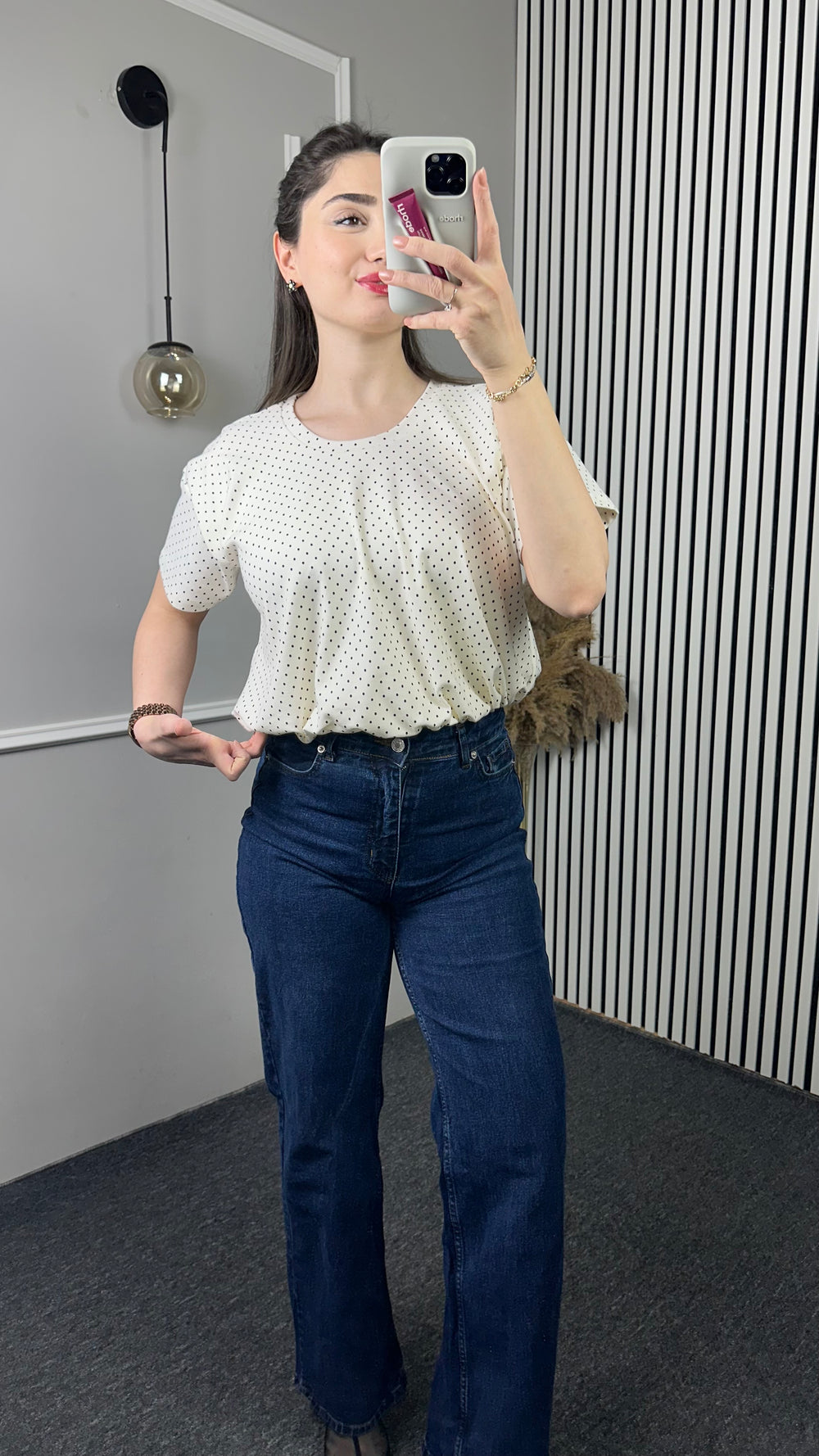 Minimal Puantiyeli Bluz