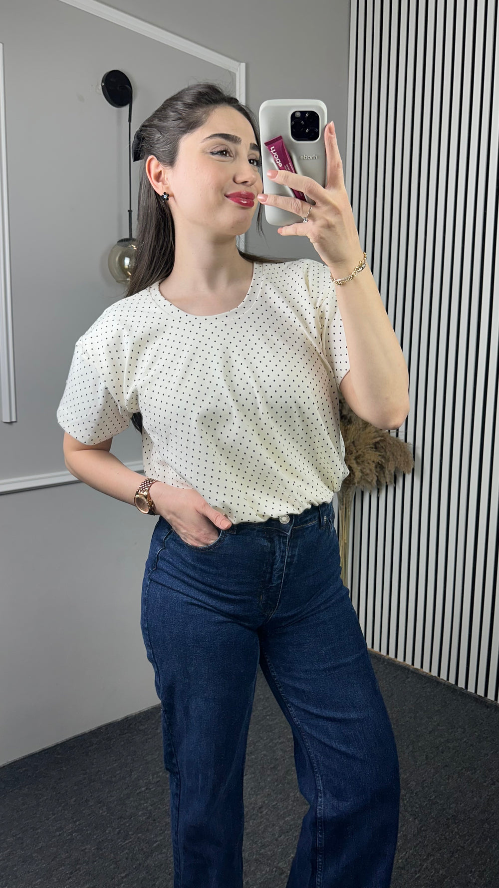 Minimal Puantiyeli Bluz